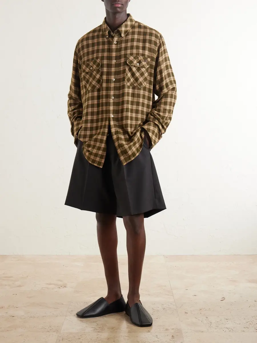Wales Bonner Canopy Button-Down Logo-Embroidered Checked Cotton Shirt - Men | Thumbnail 2