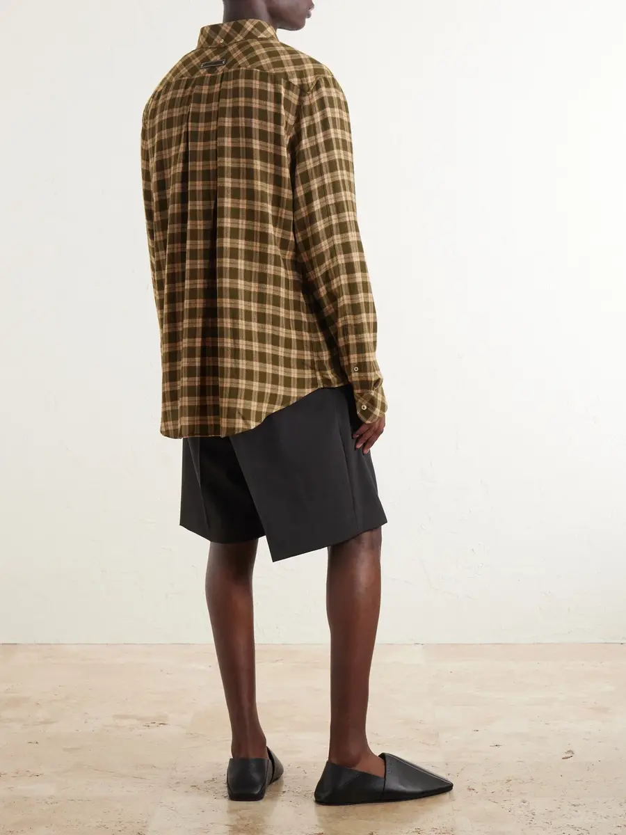 Wales Bonner Canopy Button-Down Logo-Embroidered Checked Cotton Shirt - Men | Thumbnail 4