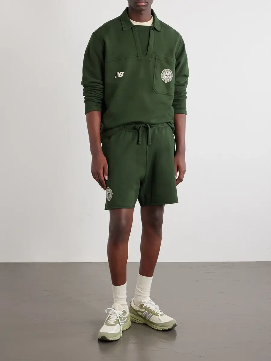 Stone Island New Balance Logo-Print Cotton-Jersey Polo Sweater - Men | Thumbnail 2
