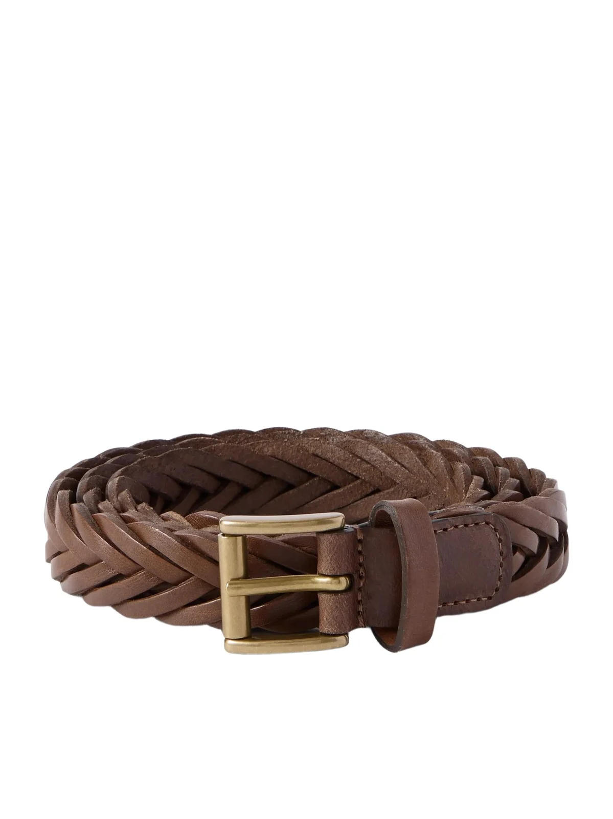 2.5cm Woven Leather Belt - Men
