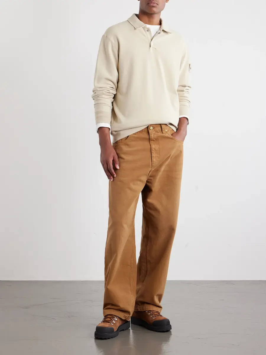 Stone Island GHOST Logo-Appliquéd Garment-Dyed Stretch Cotton-Fleece Polo Shirt - Men | Thumbnail 2