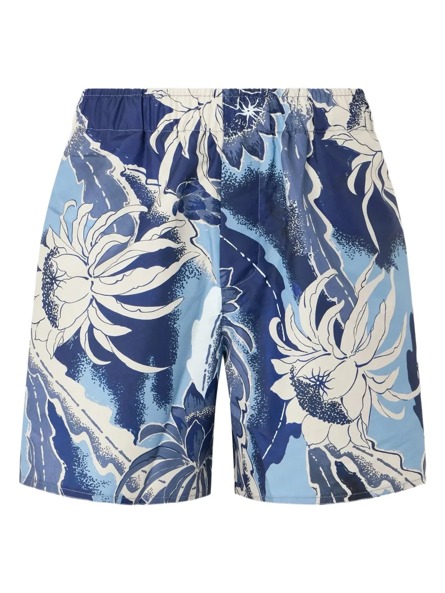 Straight-Leg Mid-Length Printed Swim Shorts - Men Straight-Leg Mid-Length Printed Swim Shorts - Men
