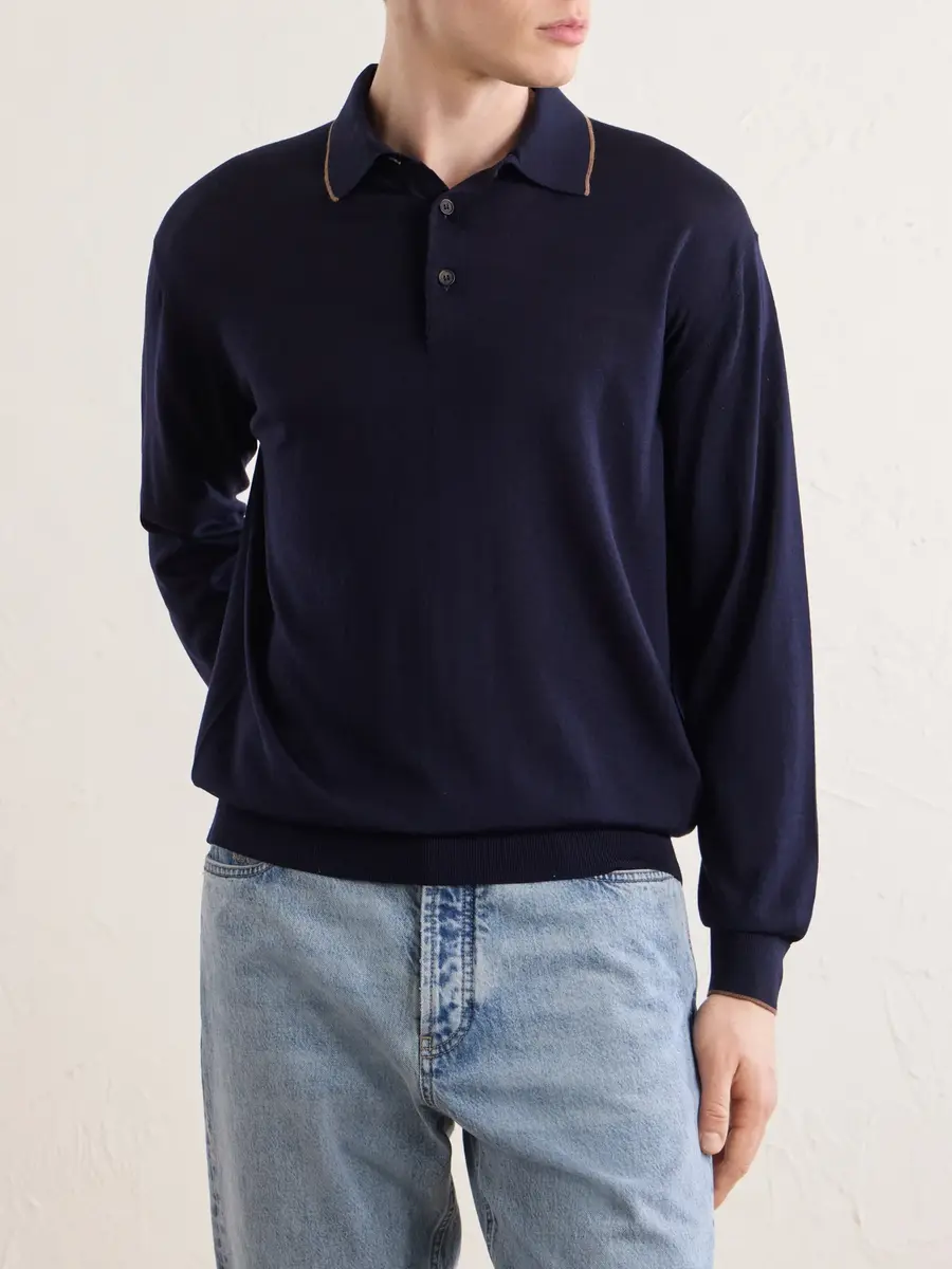 Kiton Merino Wool Polo Shirt - Men | Thumbnail 3