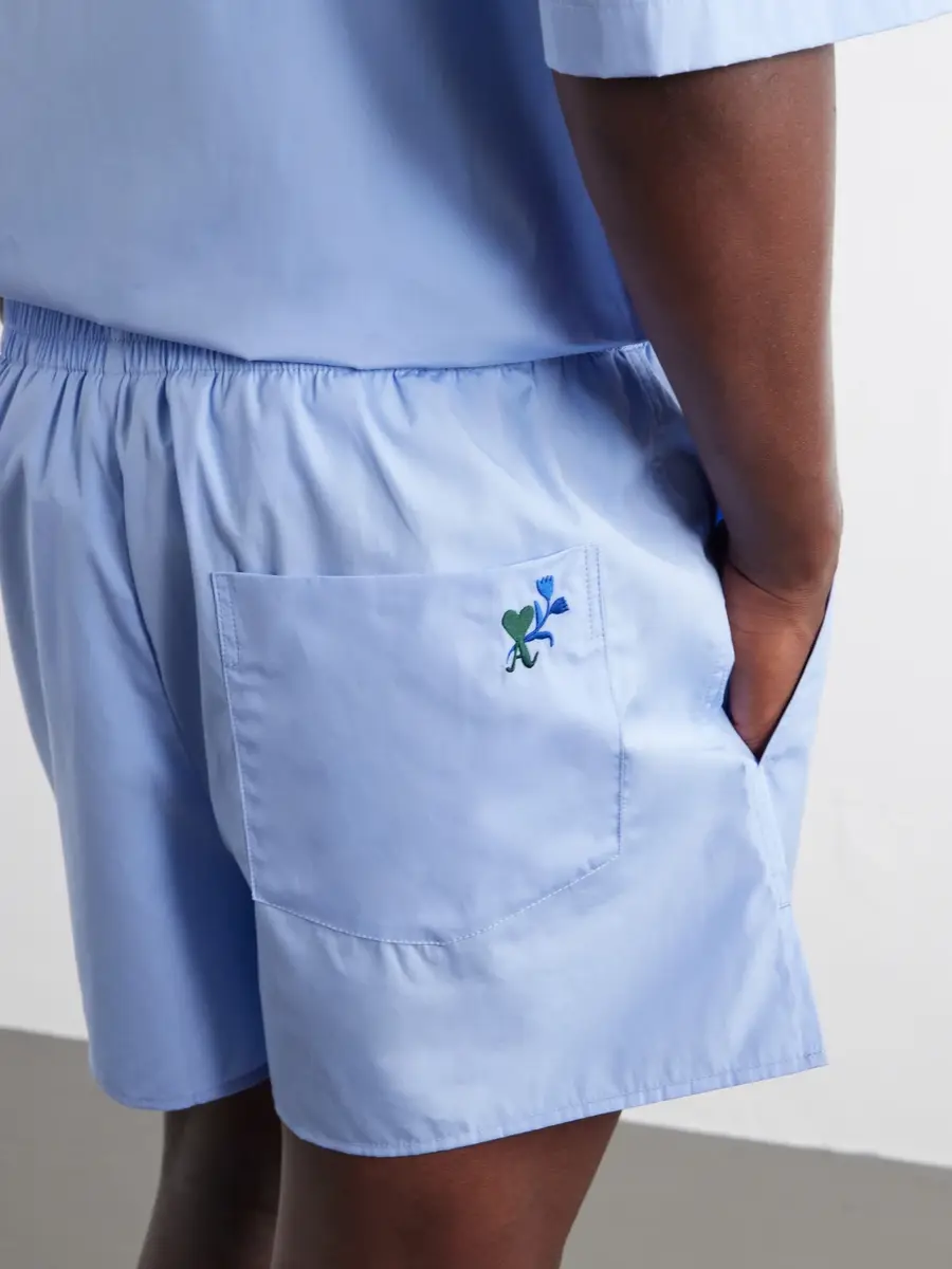 AMI PARIS Straight-Leg Embroidered Cotton-Poplin Shorts - Men | Thumbnail 5 AMI PARIS Straight-Leg Embroidered Cotton-Poplin Shorts - Men | Thumbnail 5