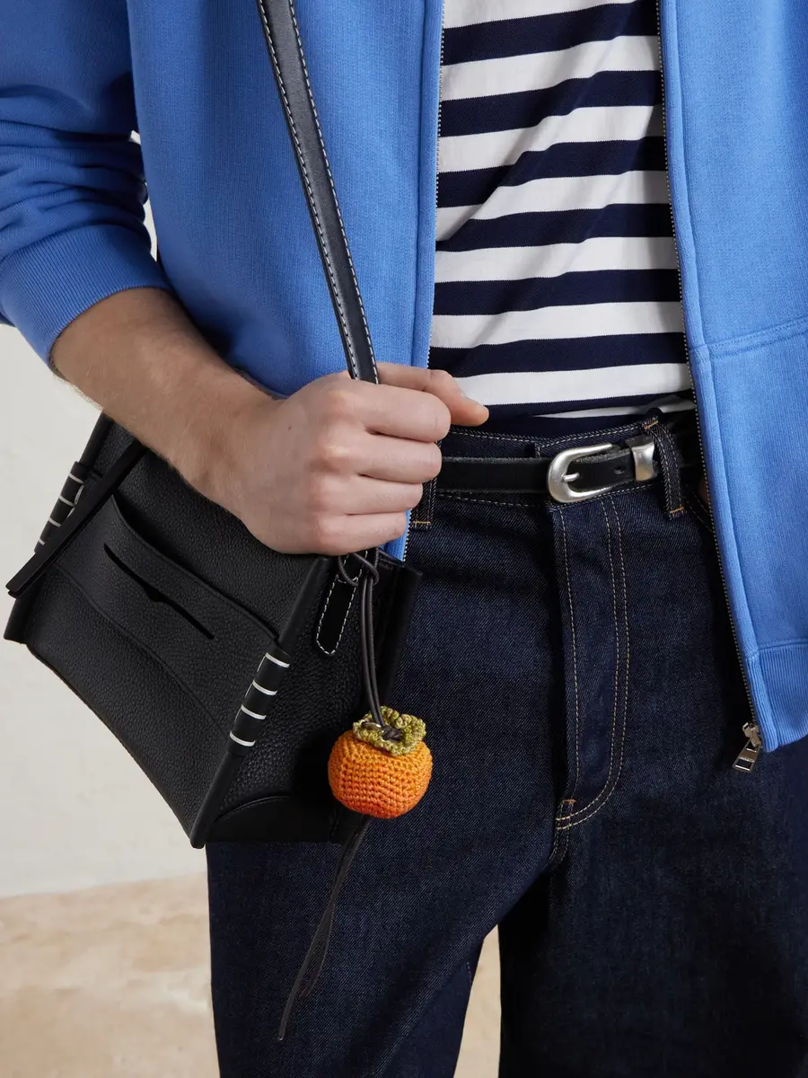 JW Anderson Persimmon Crochet-Knit Cotton and Leather Bag Charm - Men | Thumbnail 2 JW Anderson Persimmon Crochet-Knit Cotton and Leather Bag Charm - Men | Thumbnail 2