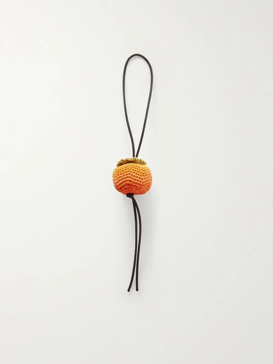 JW Anderson Persimmon Crochet-Knit Cotton and Leather Bag Charm - Men | Thumbnail 3 JW Anderson Persimmon Crochet-Knit Cotton and Leather Bag Charm - Men | Thumbnail 3