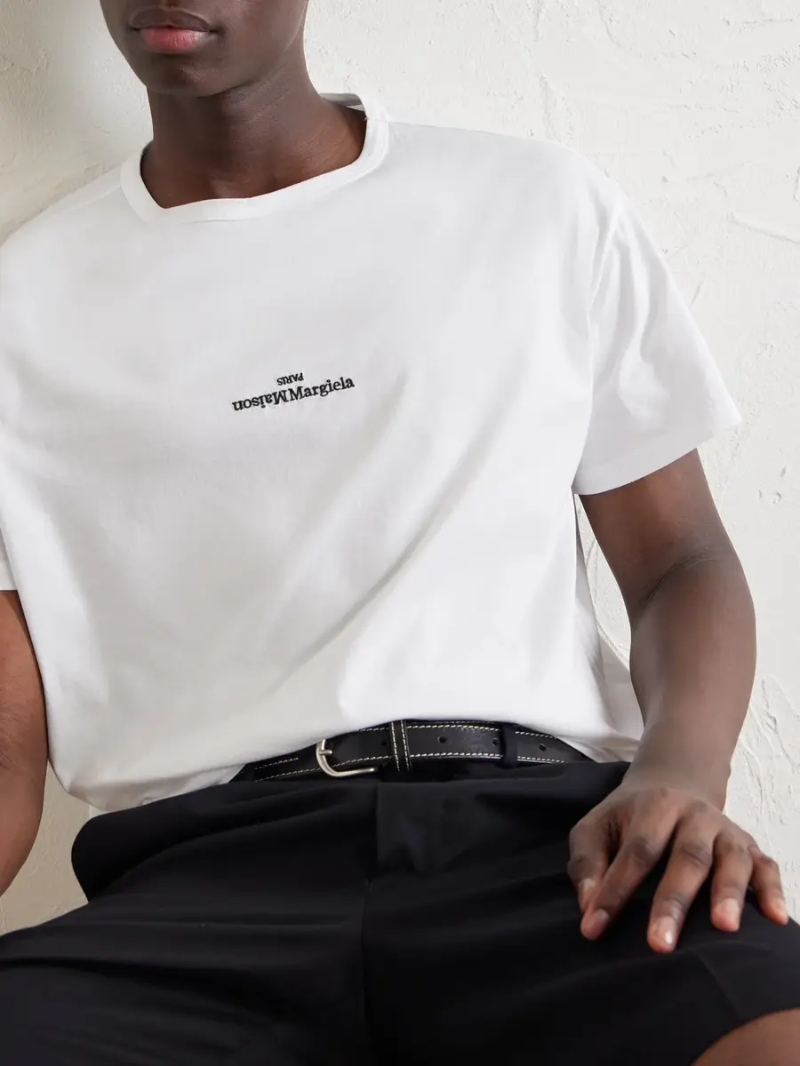 Maison Margiela Logo-Embroidered Cotton-Jersey T-Shirt - Men | Thumbnail 5 Maison Margiela Logo-Embroidered Cotton-Jersey T-Shirt - Men | Thumbnail 5