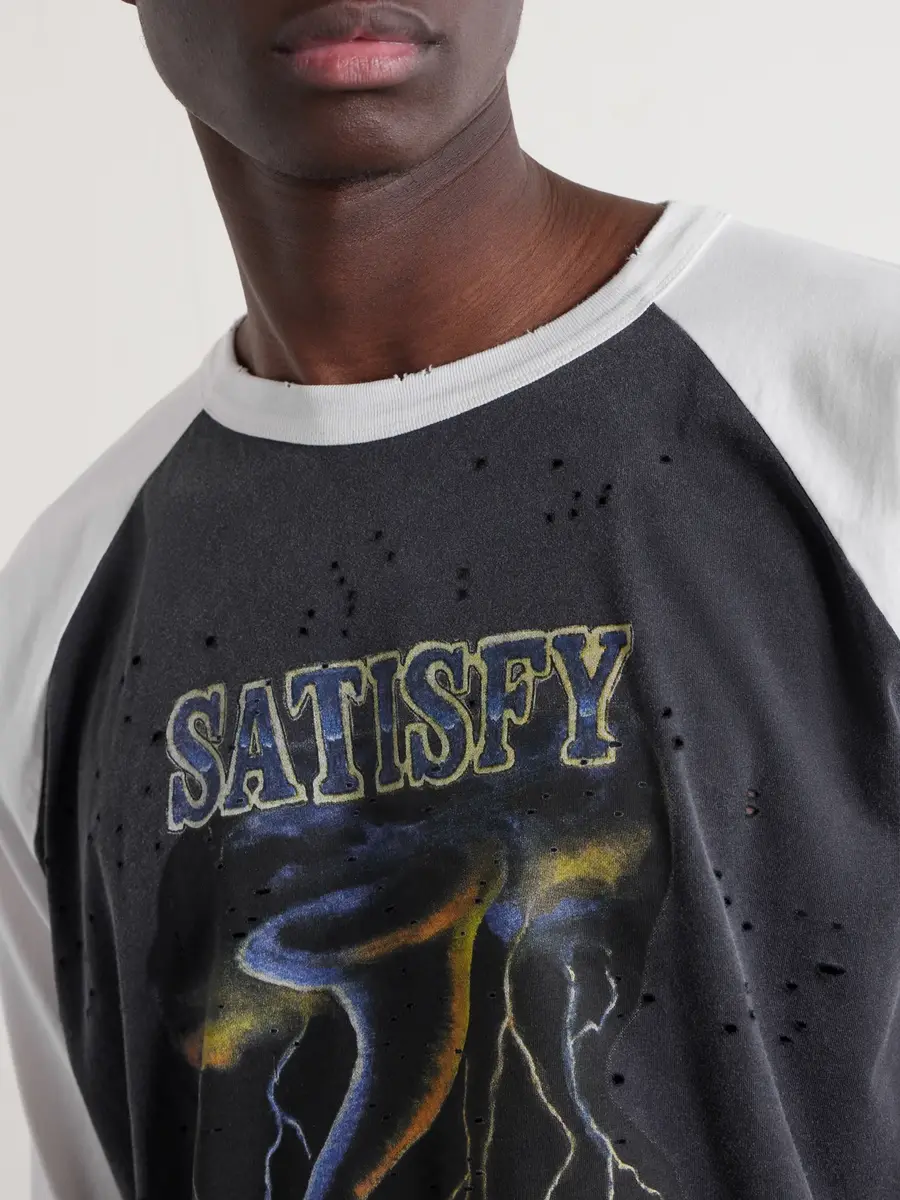 Satisfy Logo-Print Distressed MothTech™ Organic Cotton-Jersey T-Shirt - Men | Thumbnail 5 Satisfy Logo-Print Distressed MothTech™ Organic Cotton-Jersey T-Shirt - Men | Thumbnail 5