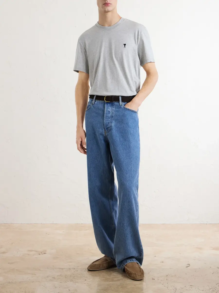 AMI PARIS Logo-Embroidery Cotton-Jersey T-shirt - Men | Thumbnail 2