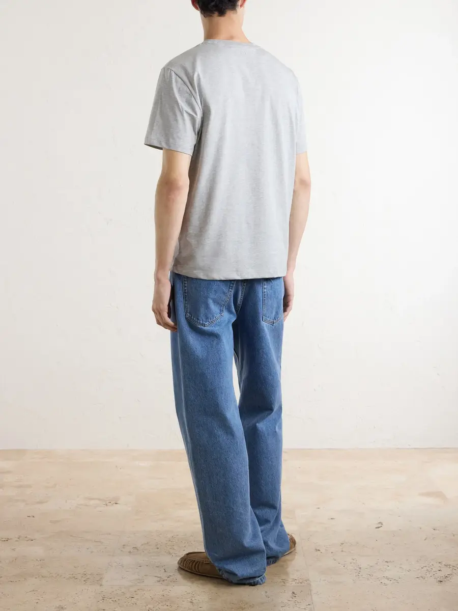 AMI PARIS Logo-Embroidery Cotton-Jersey T-shirt - Men | Thumbnail 4