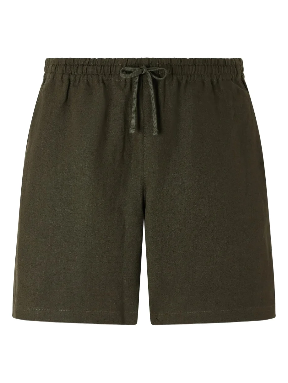 Straight-Leg Linen Drawstring Shorts - Men Straight-Leg Linen Drawstring Shorts - Men