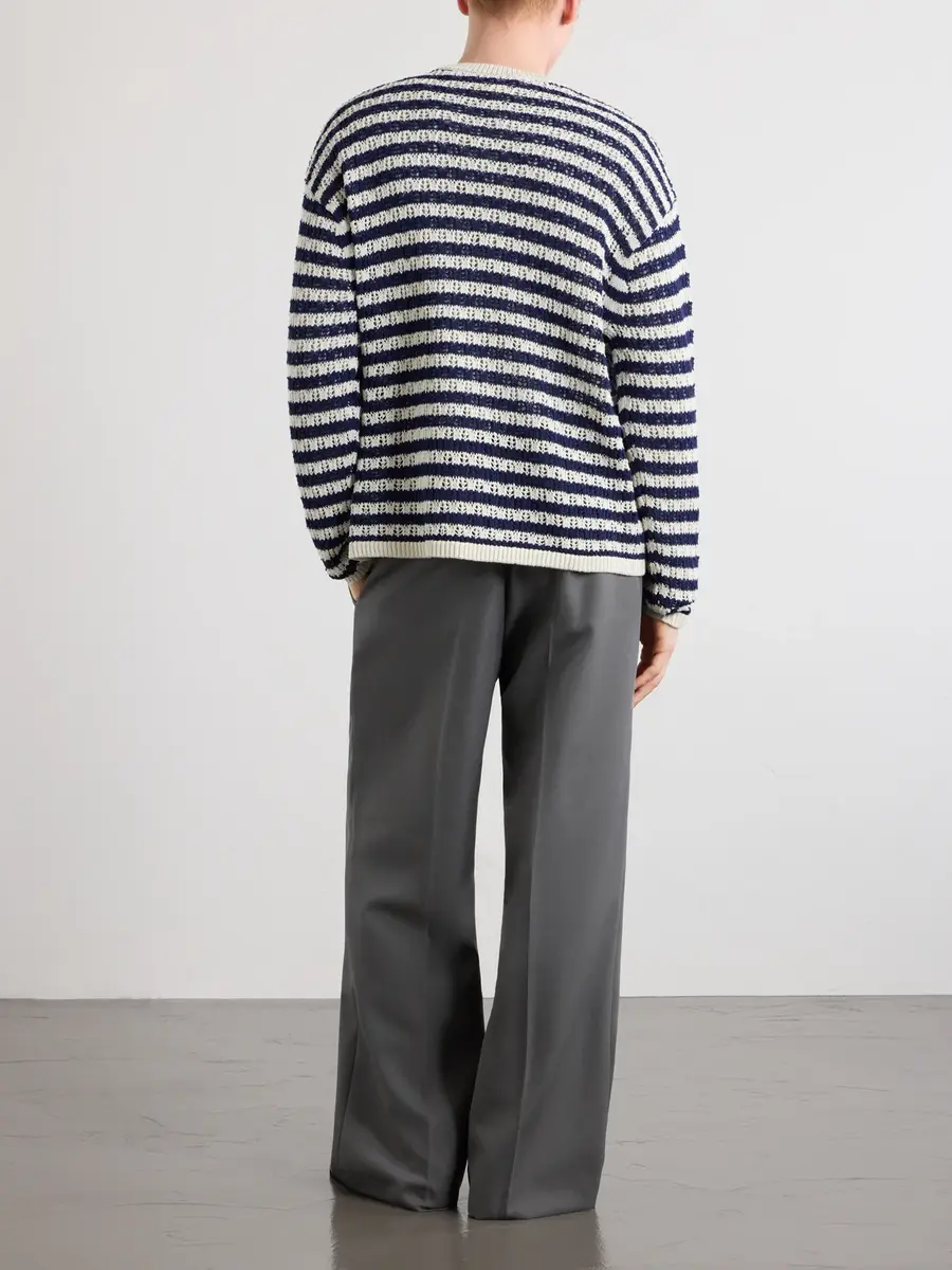 Aimé Leon Dore Eyelet Striped Open-Knit Cotton Sweater - Men | Thumbnail 4