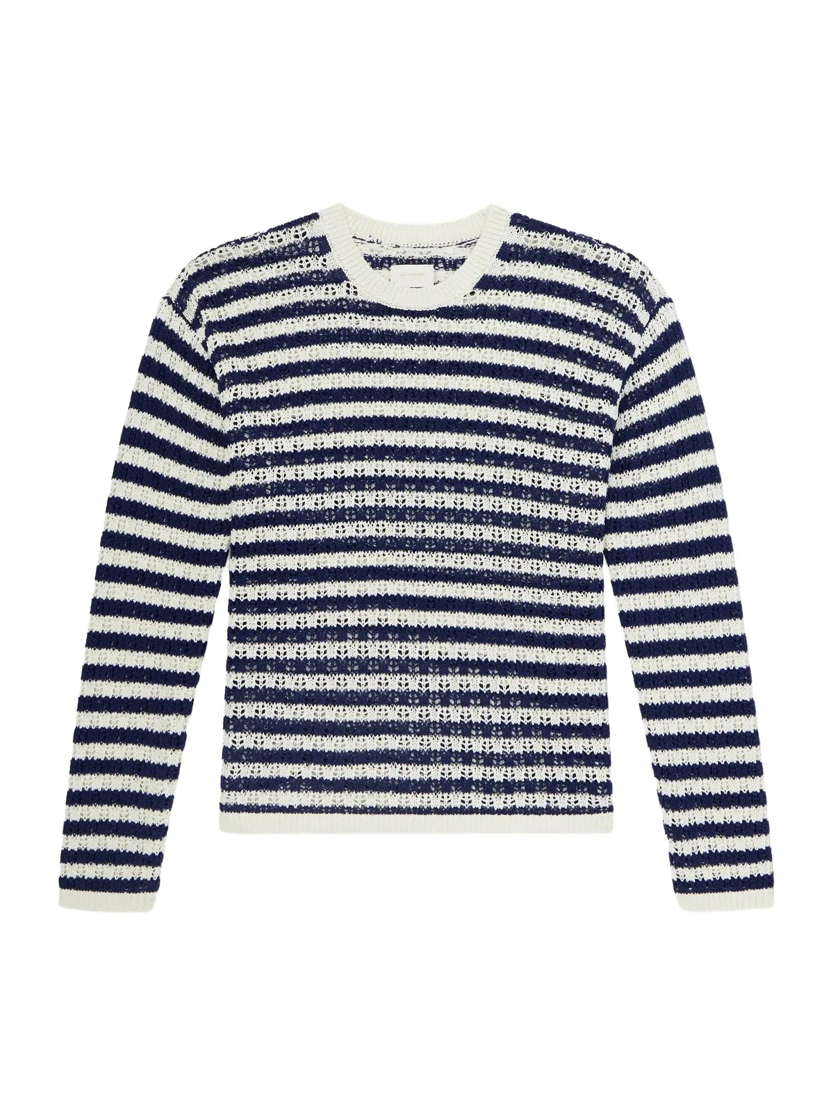 Eyelet Striped Open-Knit Cotton Sweater - Men Eyelet Striped Open-Knit Cotton Sweater - Men