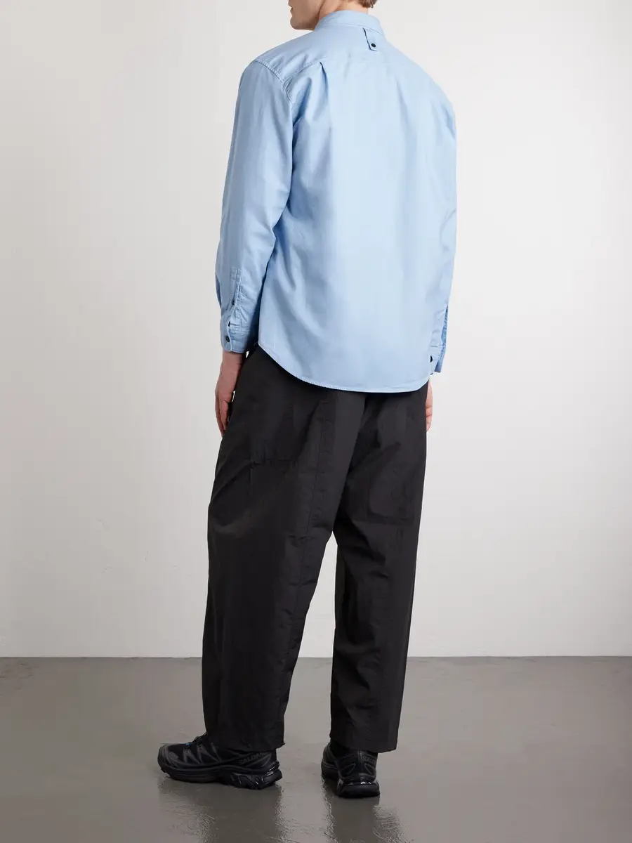 Stone Island Button-Down Collar Logo-Embroidered Organic Cotton-Tela Shirt - Men | Thumbnail 4