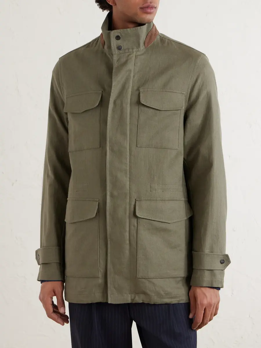 Kiton Suede-Trimmed Linen Field Jacket - Men | Thumbnail 3 Kiton Suede-Trimmed Linen Field Jacket - Men | Thumbnail 3