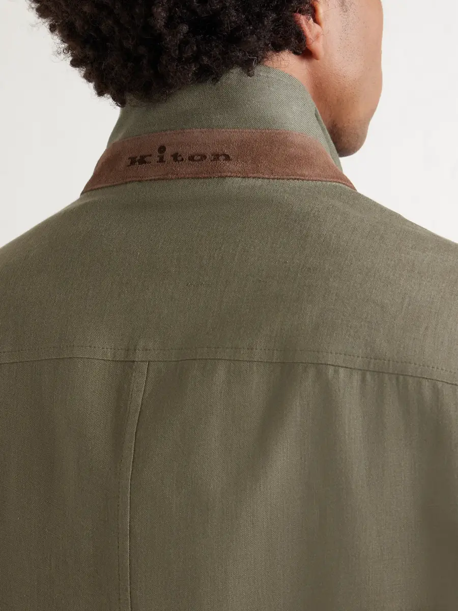 Kiton Suede-Trimmed Linen Field Jacket - Men | Thumbnail 5 Kiton Suede-Trimmed Linen Field Jacket - Men | Thumbnail 5
