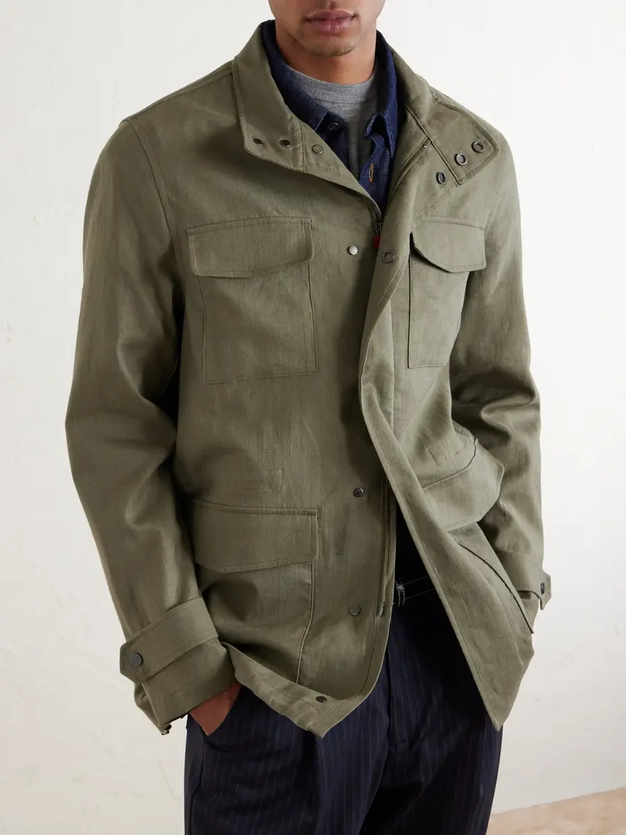 Kiton Suede-Trimmed Linen Field Jacket - Men | Thumbnail 6 Kiton Suede-Trimmed Linen Field Jacket - Men | Thumbnail 6