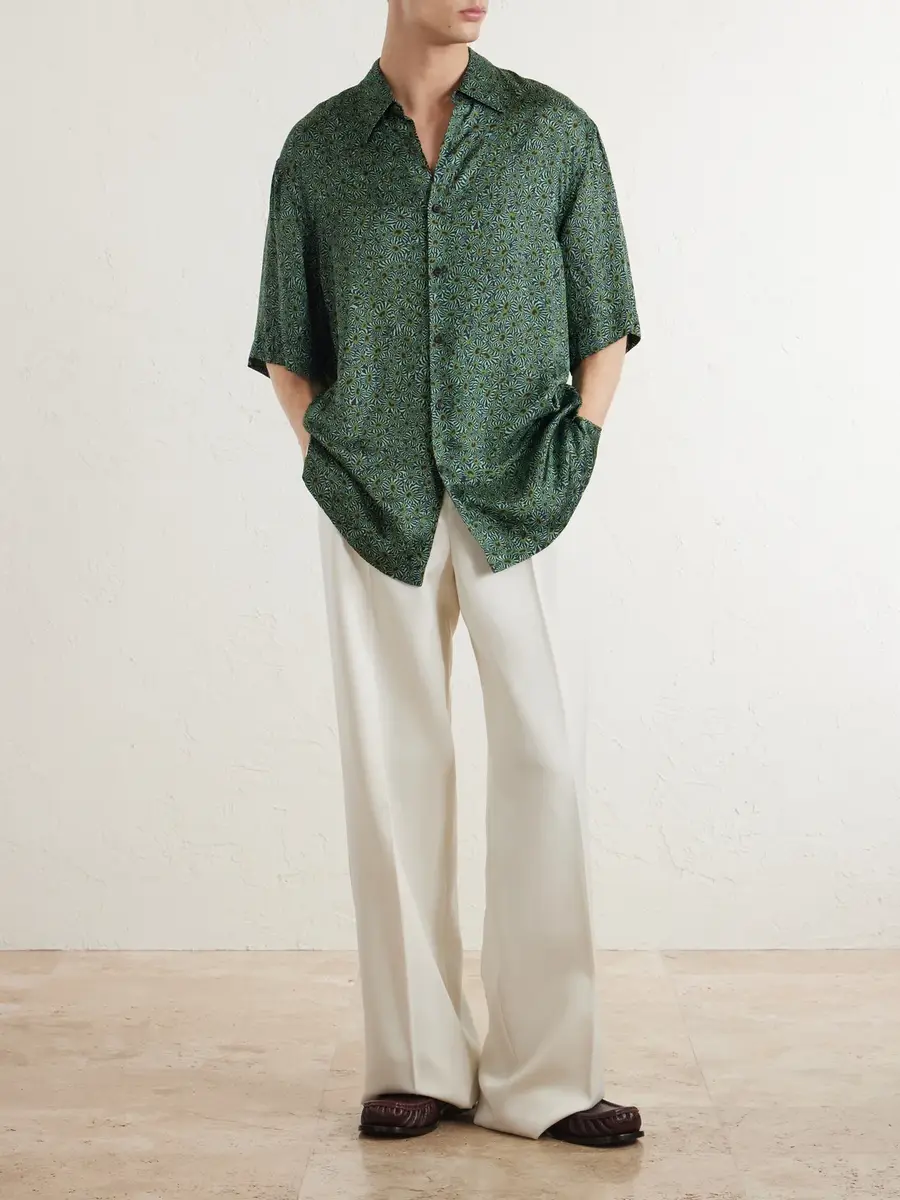 Dries Van Noten Camp-Collar Printed Satin Shirt - Men | Thumbnail 2 Dries Van Noten Camp-Collar Printed Satin Shirt - Men | Thumbnail 2