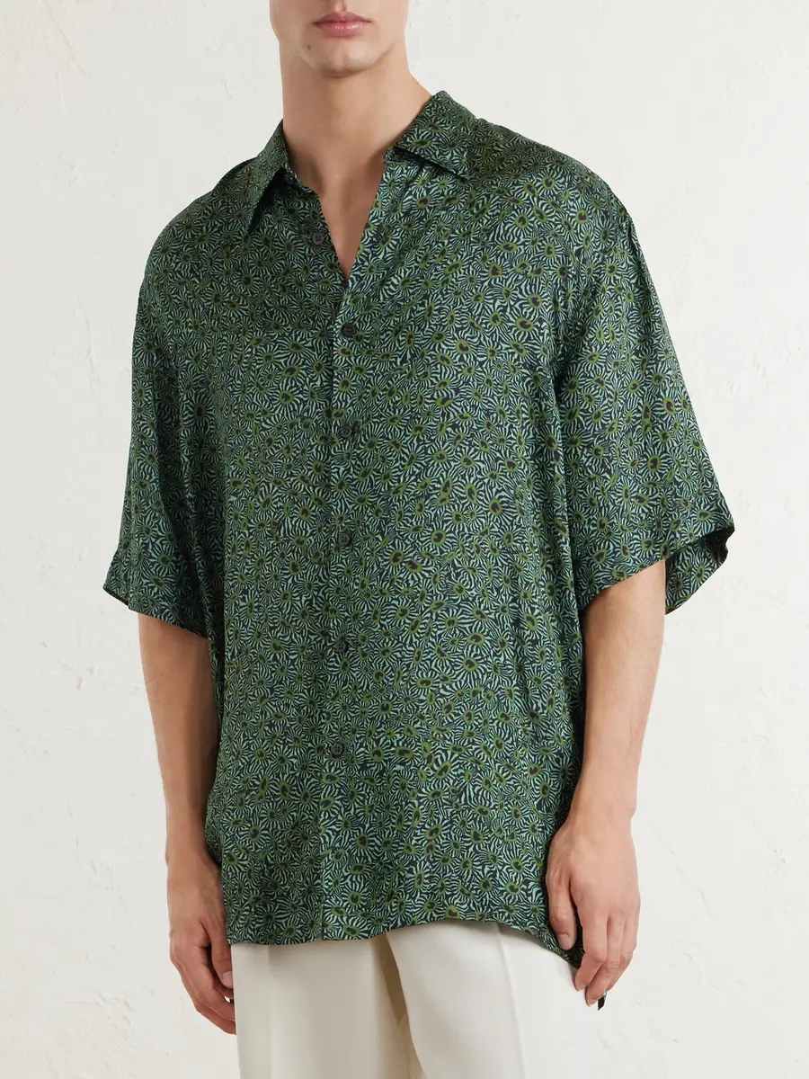 Dries Van Noten Camp-Collar Printed Satin Shirt - Men | Thumbnail 3 Dries Van Noten Camp-Collar Printed Satin Shirt - Men | Thumbnail 3