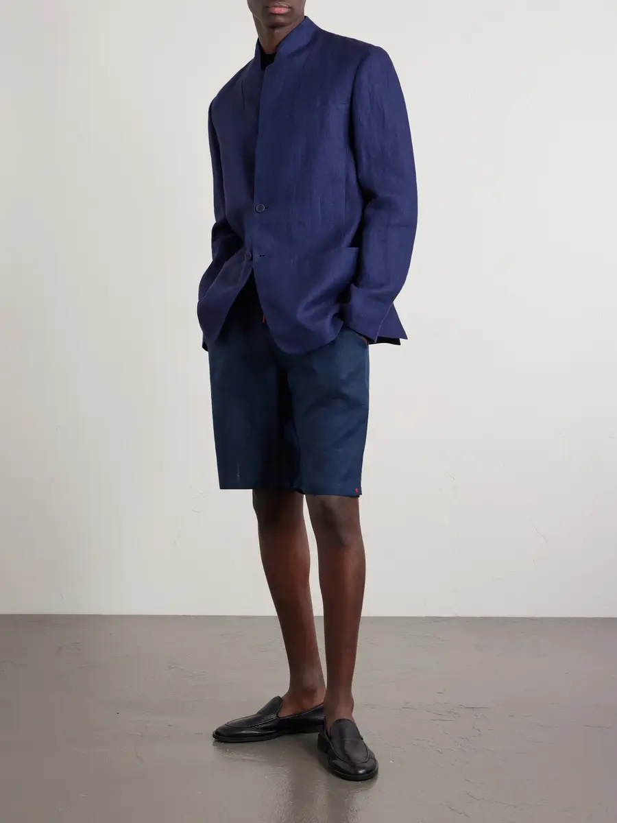 Kiton Drawstring Linen Straight-leg Shorts - Men | Thumbnail 2