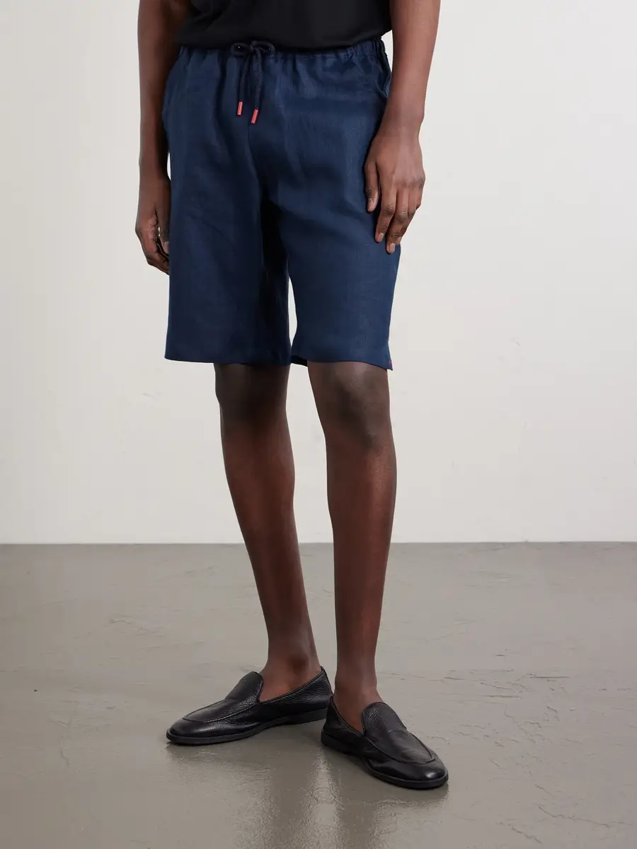 Kiton Drawstring Linen Straight-leg Shorts - Men | Thumbnail 3