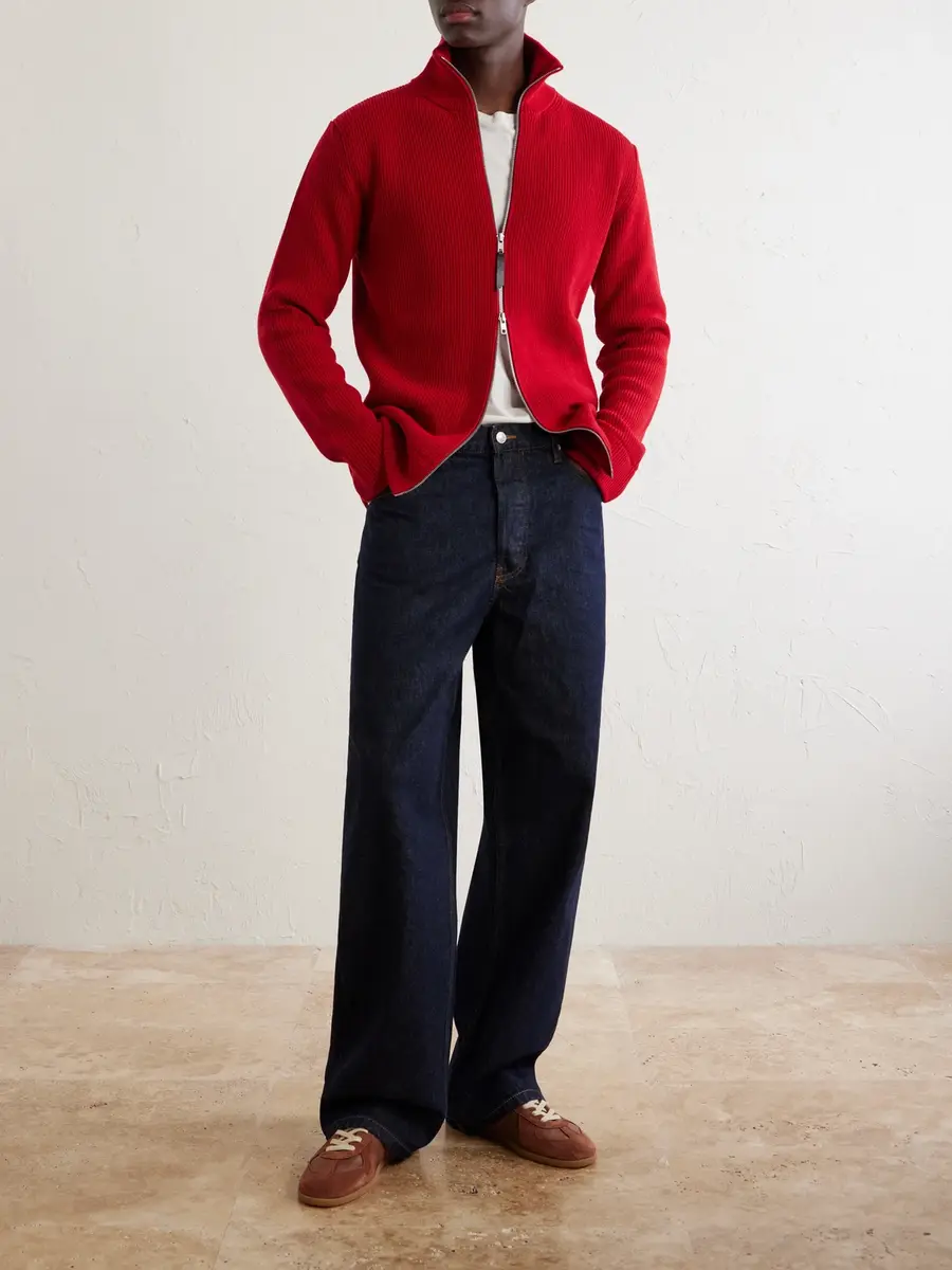 Maison Margiela Ribbed Cotton and Wool-Blend Zip-Up Cardigan - Men | Thumbnail 2 Maison Margiela Ribbed Cotton and Wool-Blend Zip-Up Cardigan - Men | Thumbnail 2