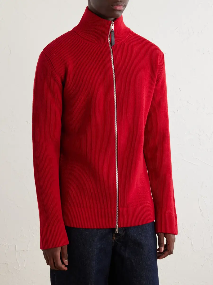 Maison Margiela Ribbed Cotton and Wool-Blend Zip-Up Cardigan - Men | Thumbnail 3 Maison Margiela Ribbed Cotton and Wool-Blend Zip-Up Cardigan - Men | Thumbnail 3