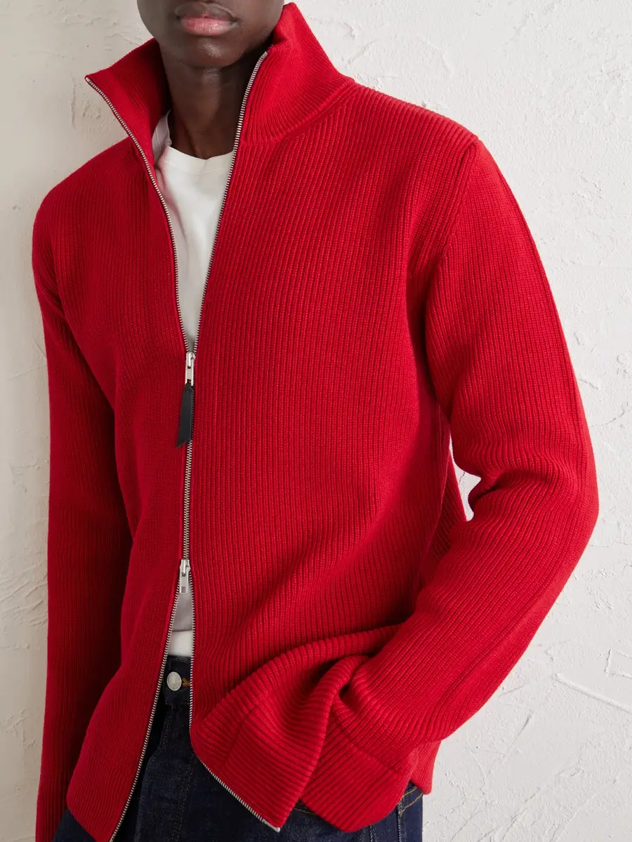 Maison Margiela Ribbed Cotton and Wool-Blend Zip-Up Cardigan - Men | Thumbnail 5 Maison Margiela Ribbed Cotton and Wool-Blend Zip-Up Cardigan - Men | Thumbnail 5