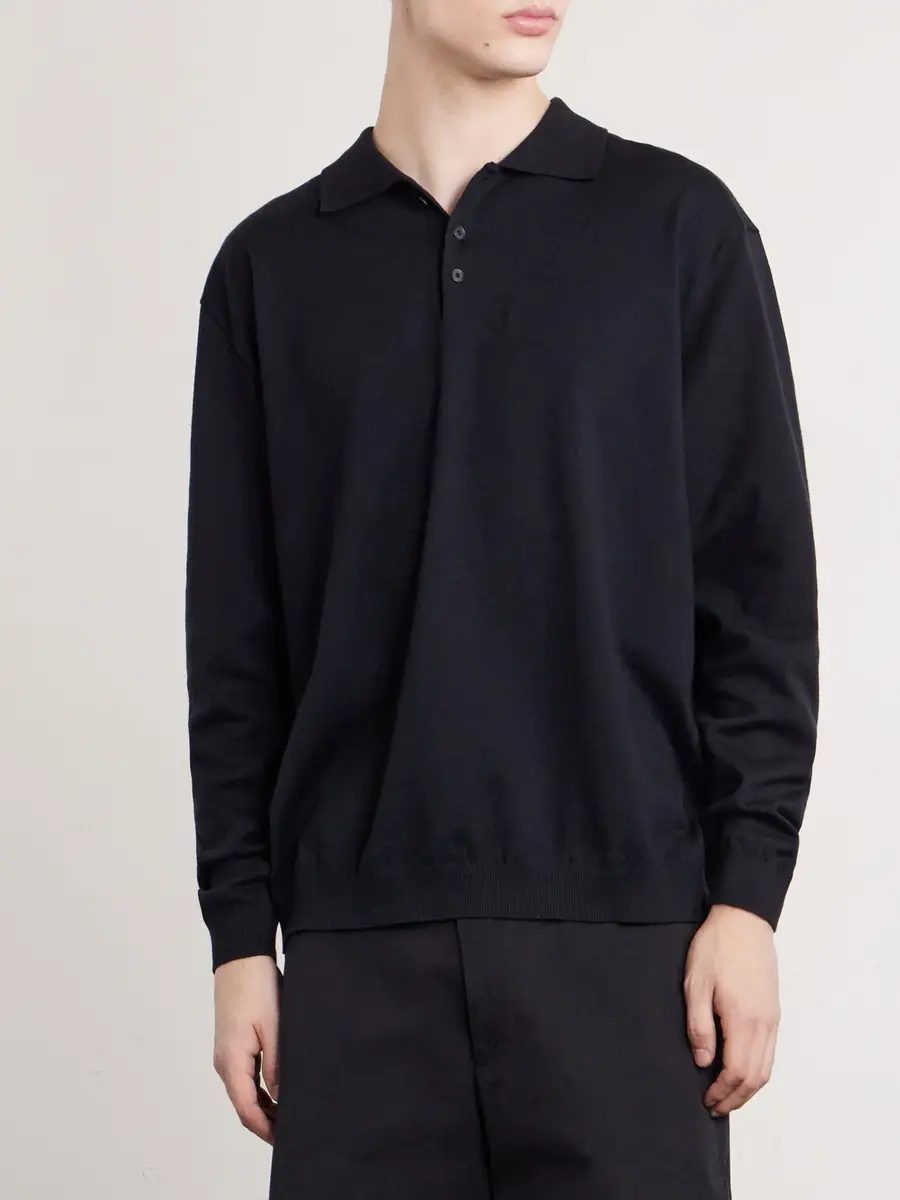 ATON Cotton-Blend Polo Sweater - Men | Thumbnail 3