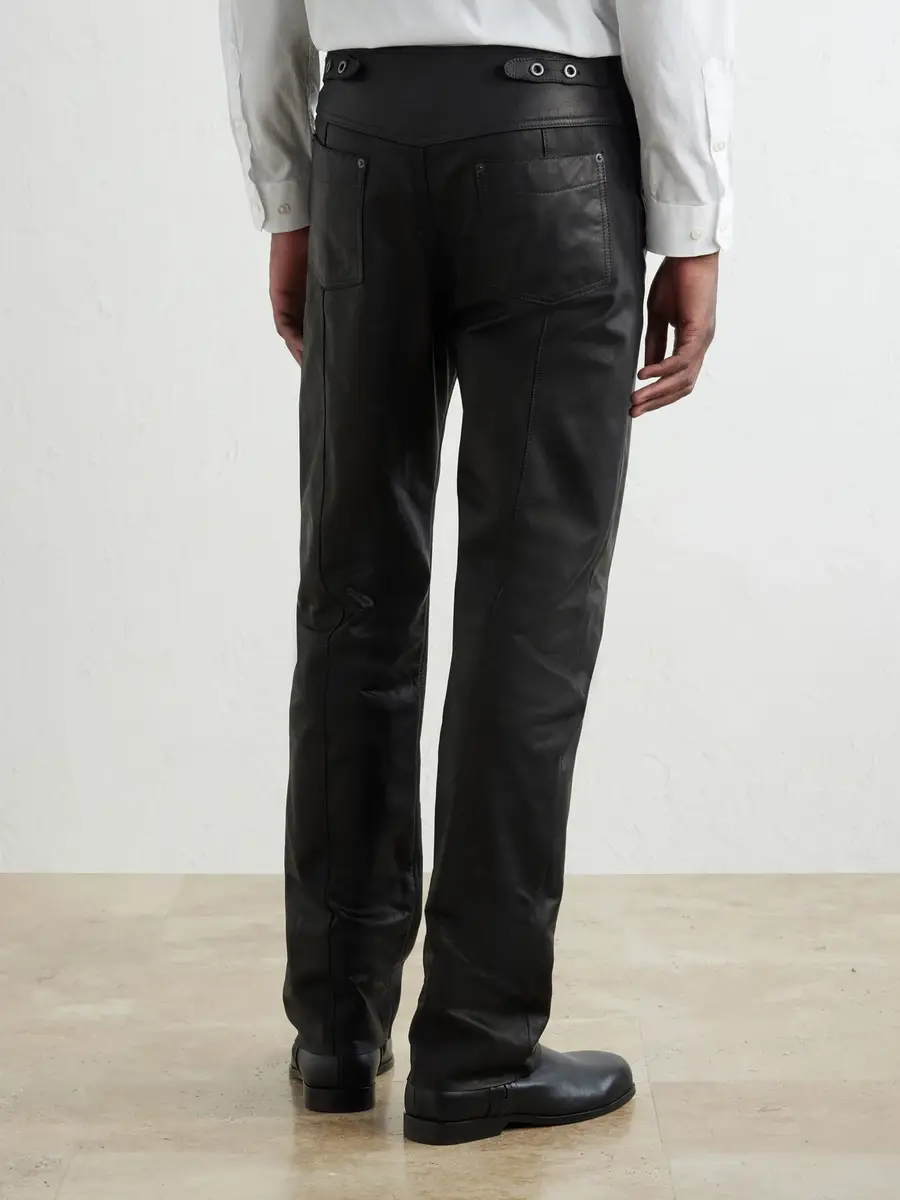 ADON Slim-Fit Straight-Leg Panelled Leather Trousers - Men | Thumbnail 4 ADON Slim-Fit Straight-Leg Panelled Leather Trousers - Men | Thumbnail 4