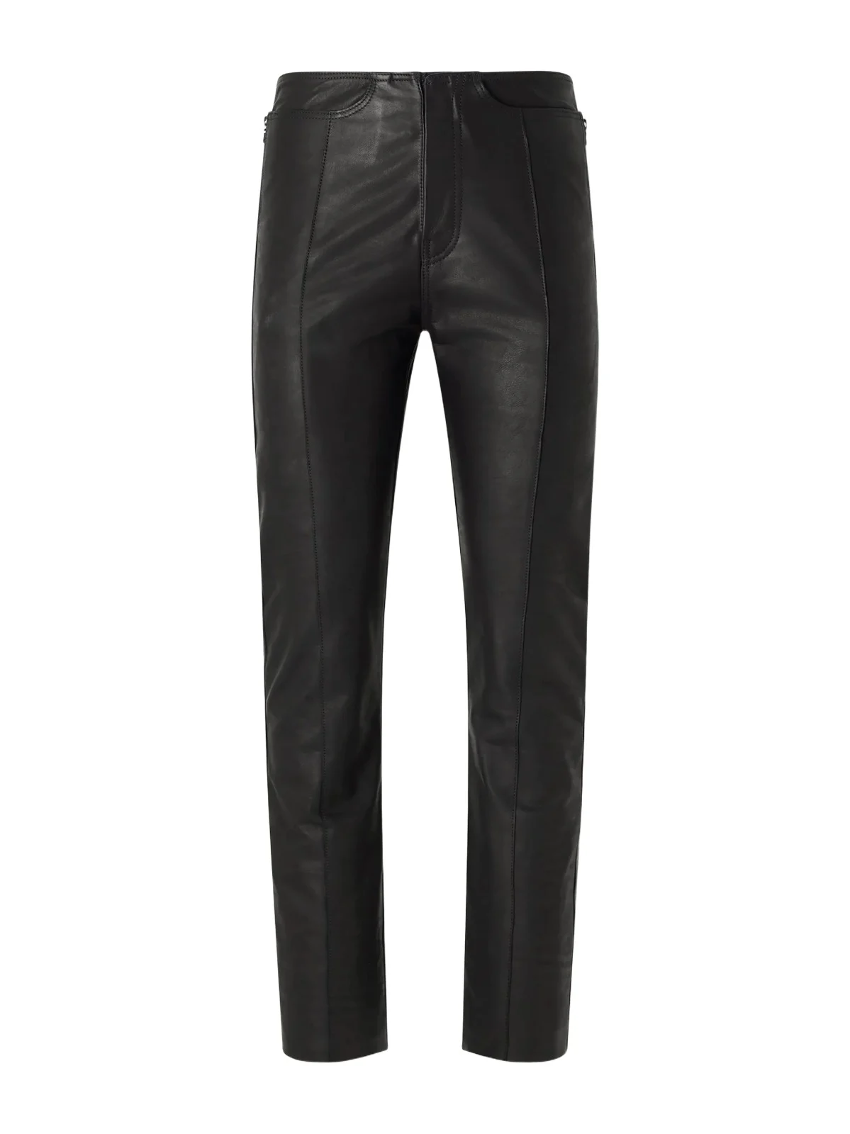 Slim-Fit Straight-Leg Panelled Leather Trousers - Men