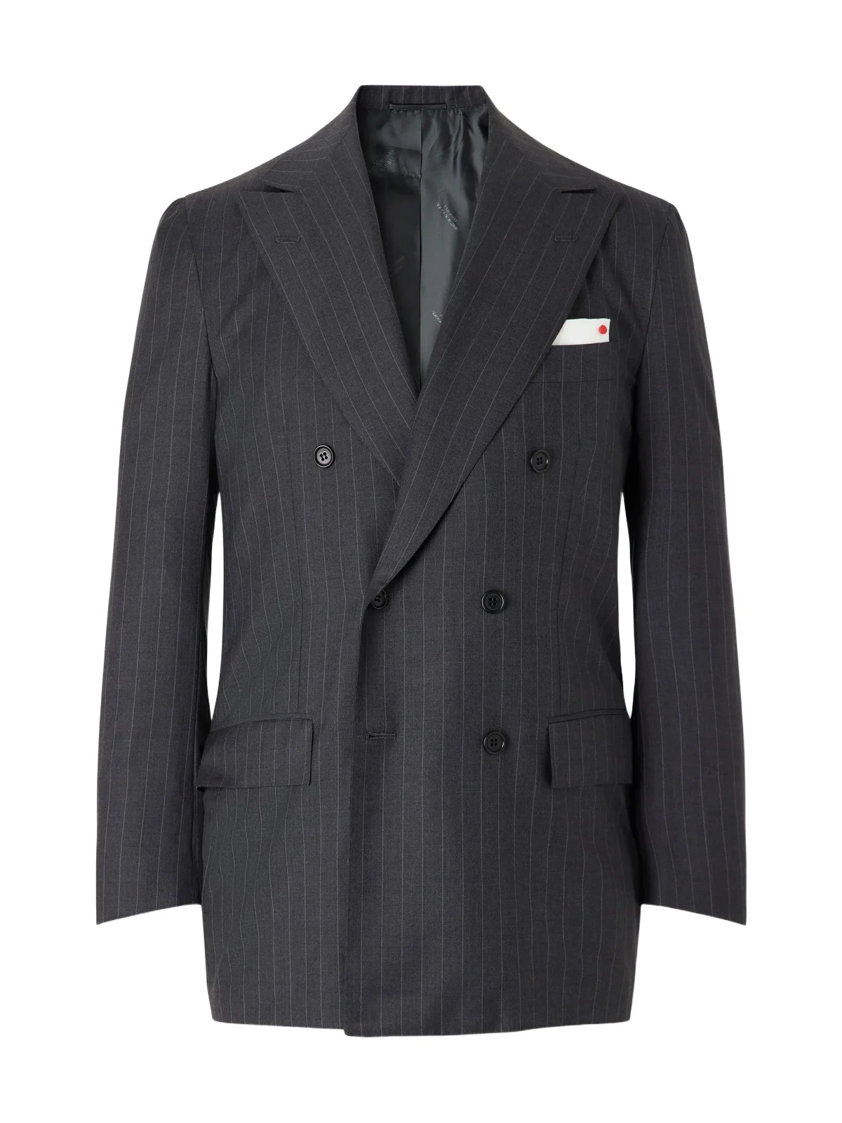 Double-Breasted Pinstriped Wool Suit Jacket - Men