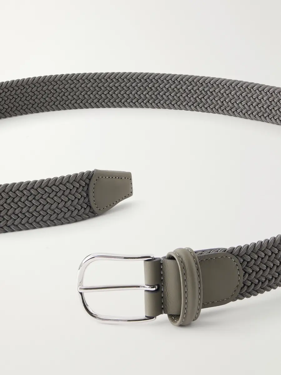 Anderson's 3.5cm Leather-Trimmed Woven Elastic Belt - Men | Thumbnail 3 Anderson's 3.5cm Leather-Trimmed Woven Elastic Belt - Men | Thumbnail 3