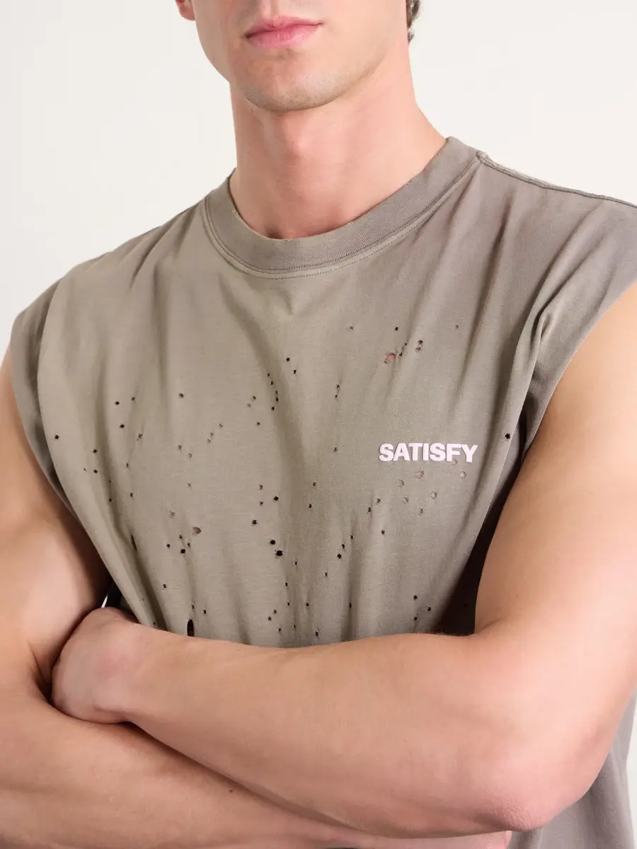 Satisfy Distressed Logo-Print MothTech™ Organic Cotton-Jersey Tank Top - Men | Thumbnail 5 Satisfy Distressed Logo-Print MothTech™ Organic Cotton-Jersey Tank Top - Men | Thumbnail 5