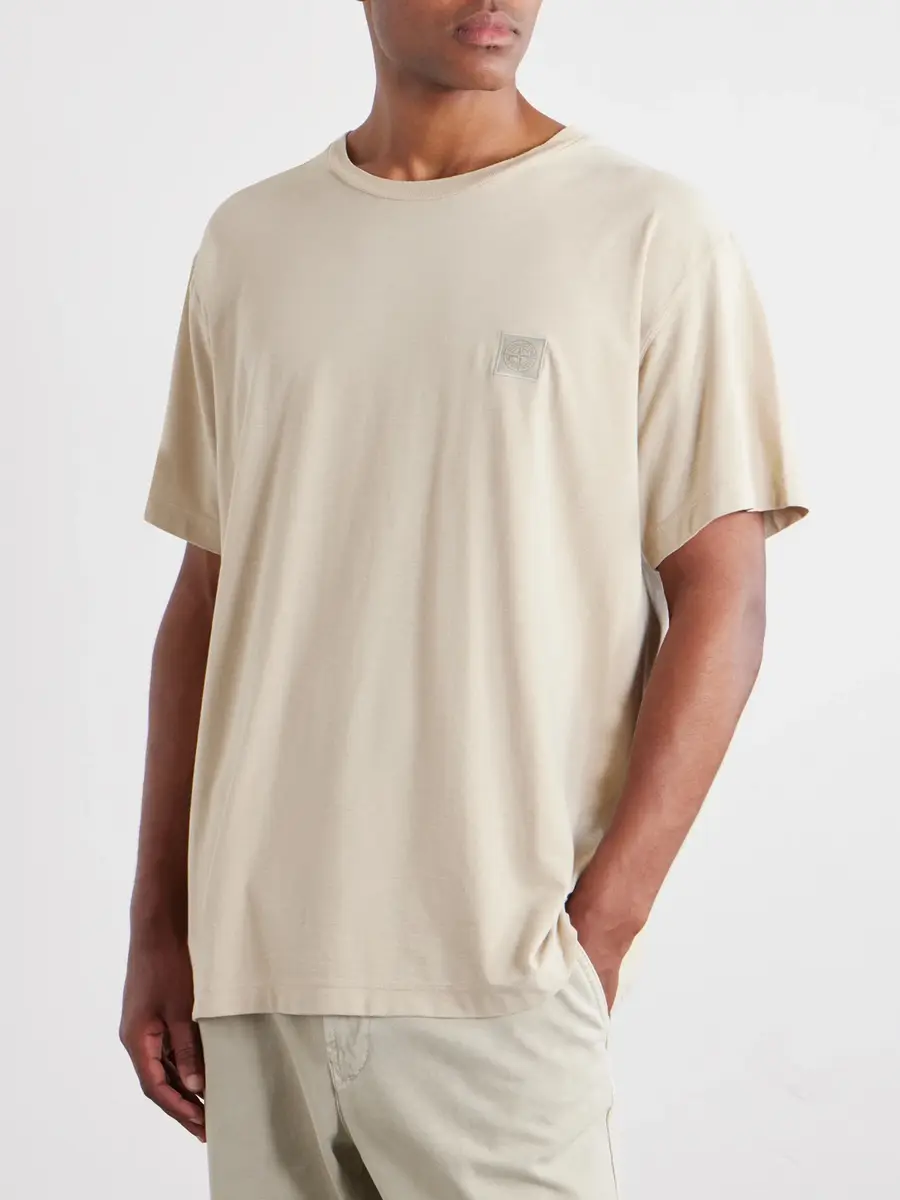 Stone Island GHOST Logo-Appliquéd Garment-Dyed Cotton-Jersey T-Shirt - Men | Thumbnail 3
