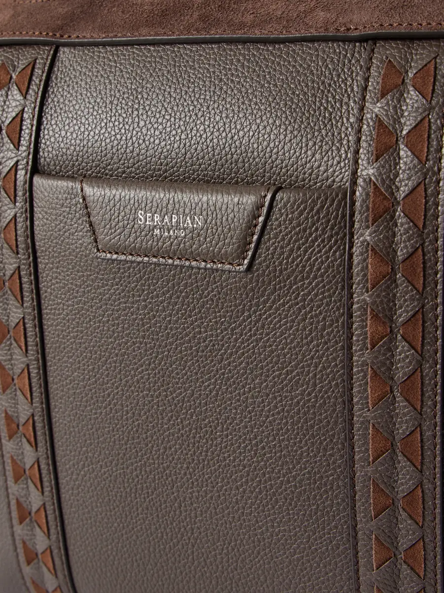 Serapian Suede-Trimmed Full-Grain Leather Briefcase - Men | Thumbnail 5
