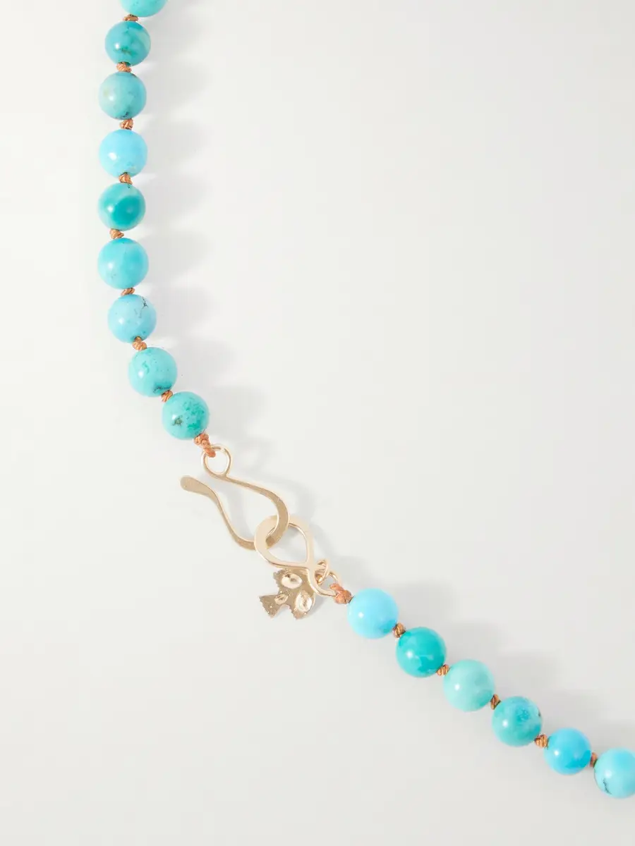 Peyote Bird Ritual 14-Karat Gold, Turquoise and Coral Beaded Necklace - Men | Thumbnail 3 Peyote Bird Ritual 14-Karat Gold, Turquoise and Coral Beaded Necklace - Men | Thumbnail 3
