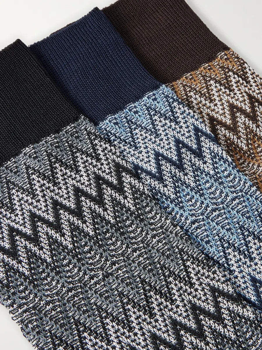 Missoni Three-Pack Crochet-Knit Cotton-Blend Socks - Men | Thumbnail 2 Missoni Three-Pack Crochet-Knit Cotton-Blend Socks - Men | Thumbnail 2