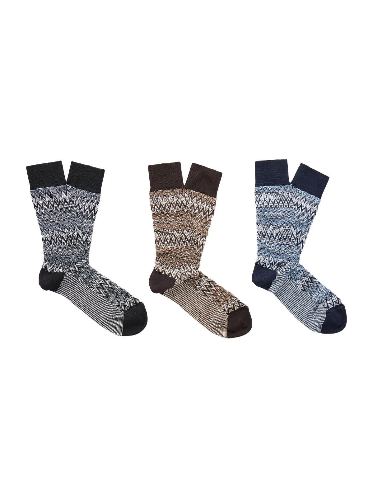 Three-Pack Crochet-Knit Cotton-Blend Socks - Men Three-Pack Crochet-Knit Cotton-Blend Socks - Men