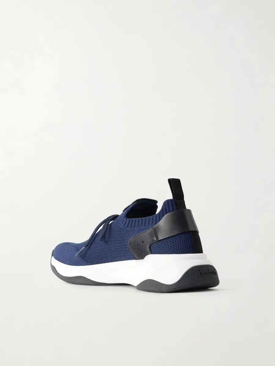Berluti Shadow Logo-Embroidered Leather-Trimmed Stretch-Knit Sneakers - Men | Thumbnail 4 Berluti Shadow Logo-Embroidered Leather-Trimmed Stretch-Knit Sneakers - Men | Thumbnail 4