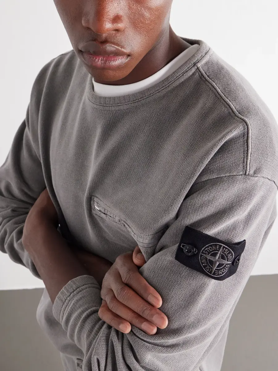 Stone Island Mineral-Dyed Cotton-Fleece Sweatshirt - Men | Thumbnail 5