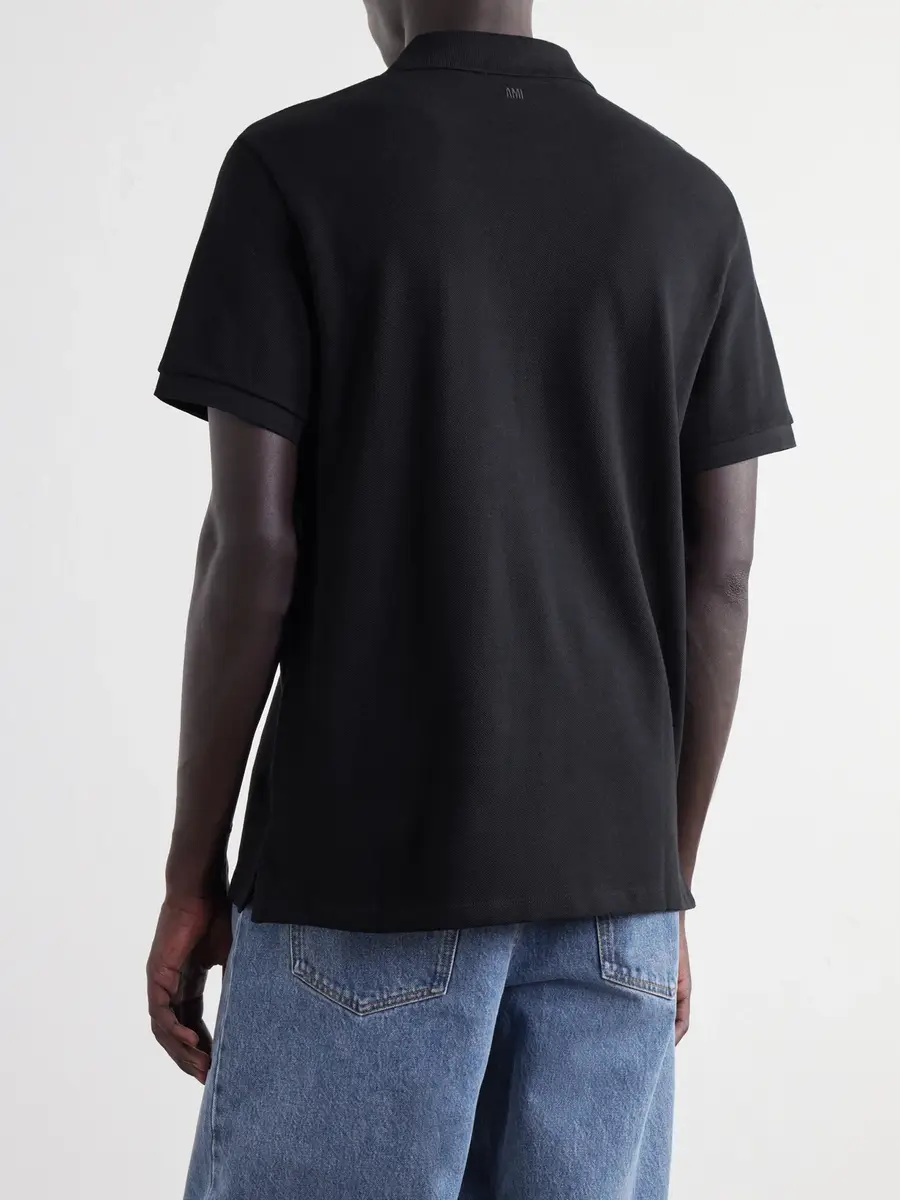 AMI PARIS Logo-Embroidered Cotton-Piqué Polo Shirt - Men | Thumbnail 4