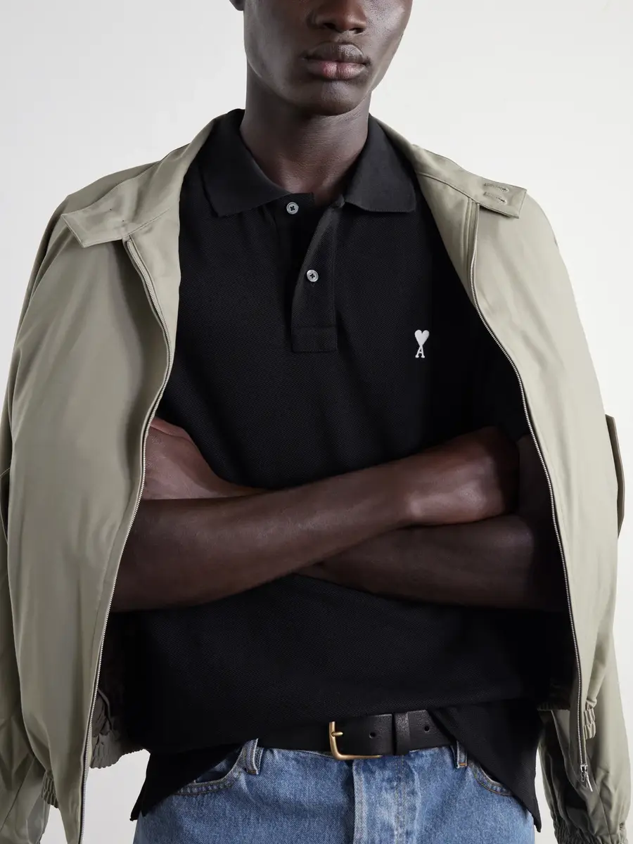 AMI PARIS Logo-Embroidered Cotton-Piqué Polo Shirt - Men | Thumbnail 5