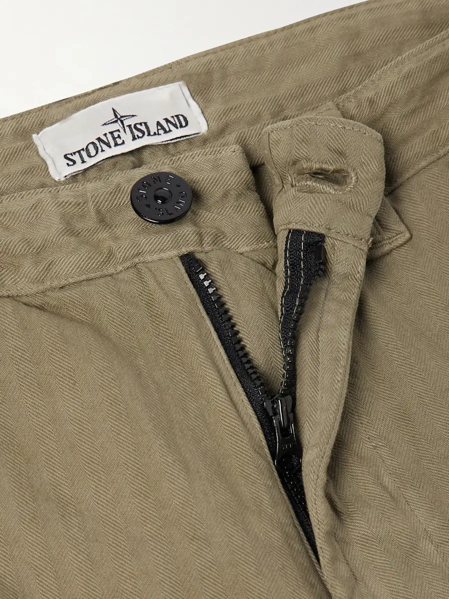 Stone Island Straight-Leg Herringbone Cotton Trousers - Men | Thumbnail 6