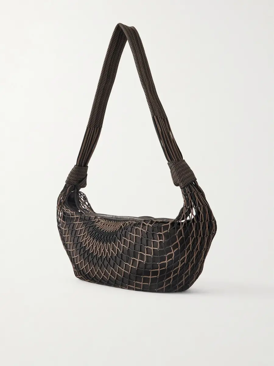 Lemaire Croissant Leather-Trimmed Fishnet Messenger Bag - Men | Thumbnail 3 Lemaire Croissant Leather-Trimmed Fishnet Messenger Bag - Men | Thumbnail 3