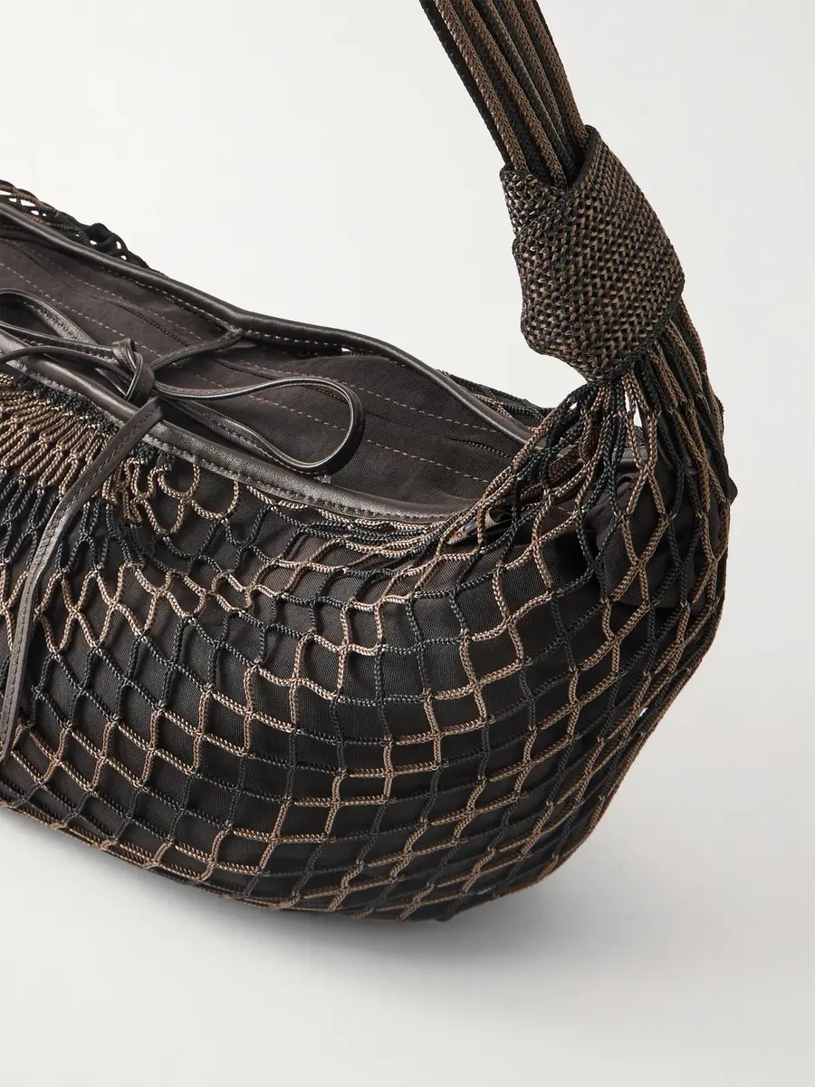 Lemaire Croissant Leather-Trimmed Fishnet Messenger Bag - Men | Thumbnail 4 Lemaire Croissant Leather-Trimmed Fishnet Messenger Bag - Men | Thumbnail 4