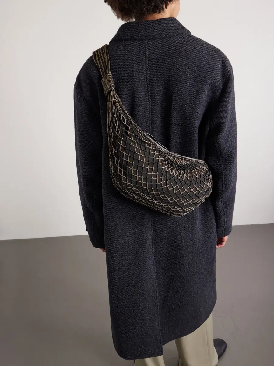 Lemaire Croissant Leather-Trimmed Fishnet Messenger Bag - Men | Thumbnail 6 Lemaire Croissant Leather-Trimmed Fishnet Messenger Bag - Men | Thumbnail 6