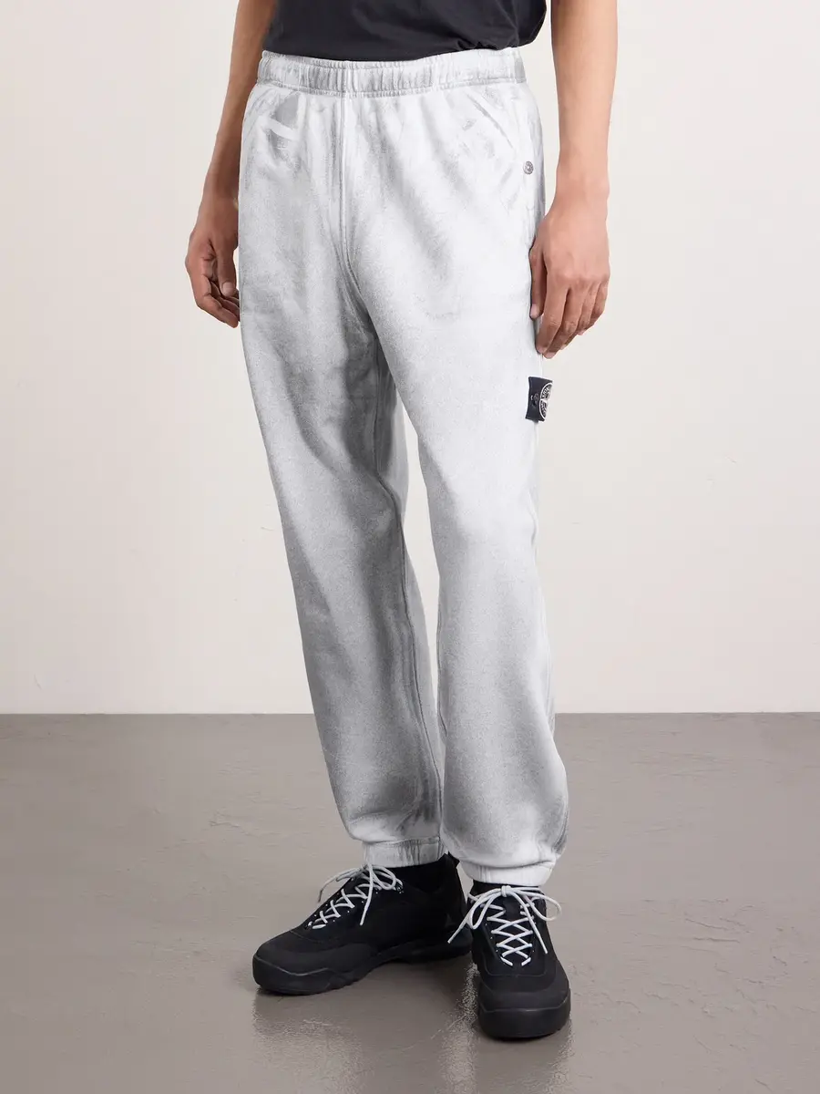 Stone Island Tapered Reflective Organic Cotton Fleece Sweatpants - Men | Thumbnail 3