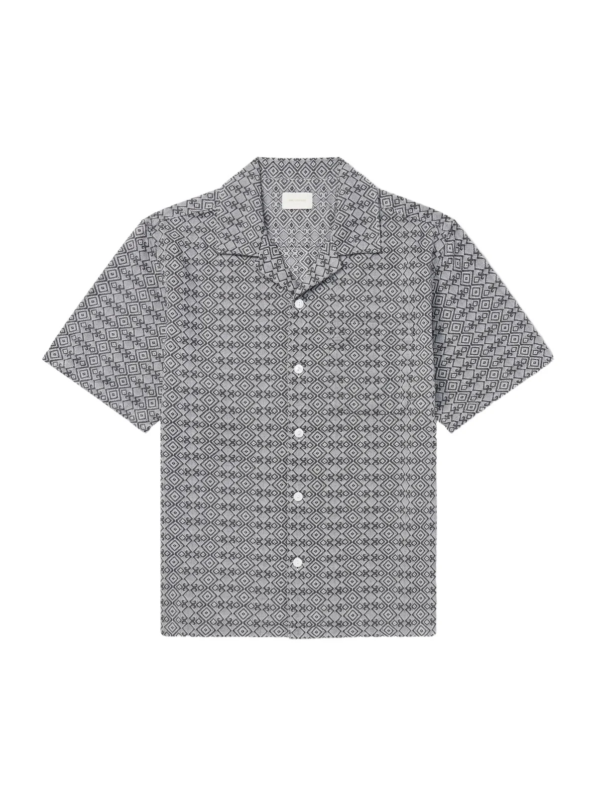 Novelty Camp-Collar Cotton-Jacquard Shirt - Men Novelty Camp-Collar Cotton-Jacquard Shirt - Men