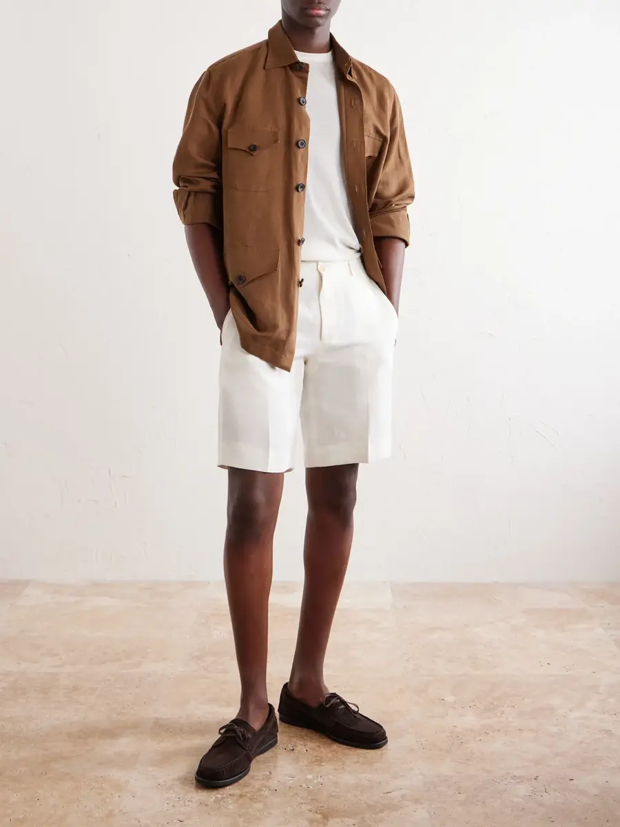 Anderson & Sheppard Straight-Leg Garment-Dyed Linen Shorts - Men | Thumbnail 2 Anderson & Sheppard Straight-Leg Garment-Dyed Linen Shorts - Men | Thumbnail 2
